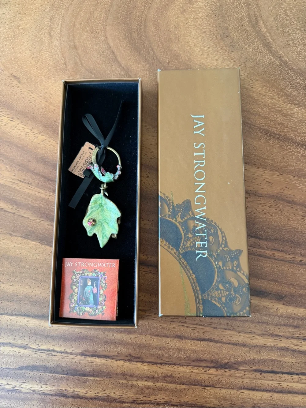 Jay Strongwater Green Enamel Butterfly Leaf Pendant Charm